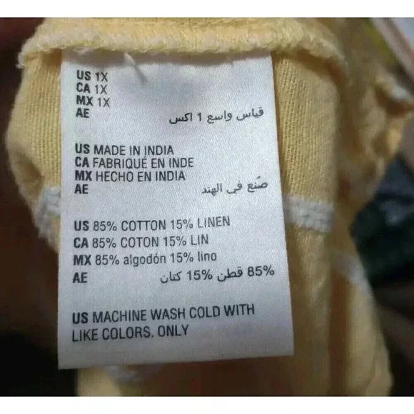 Style & Co‎ Linen Blend Blouse Peasant Beachy Cruise Wear Yellow Size 1X - Picture 6 of 6